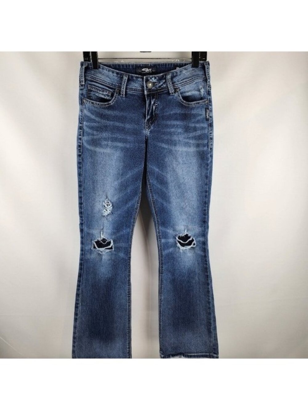 Silver Jeans Women Suki Mid Bootcut Fluid Denim Distressed Blue Jean Size 28x30